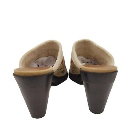 A Marinelli Printed Tan Floral Suede Embroidered 2.5” Heeled Clog Mule Women’s 8 - Picture 9 of 9